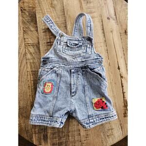 Happy Kids Vintage Acid Wash Short Overalls Size 3T Animals